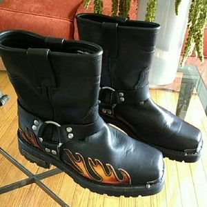 Black Harness Motorcycle Boots